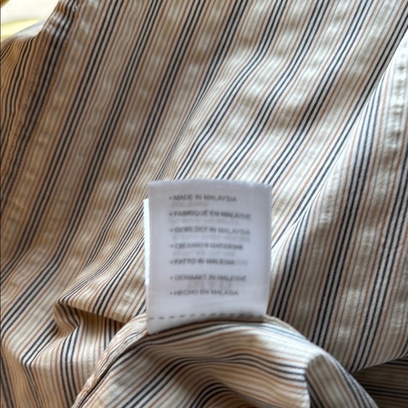 Oak Hill Tan Casual Button Down Shirt with Stripes - Picture 5 of 7